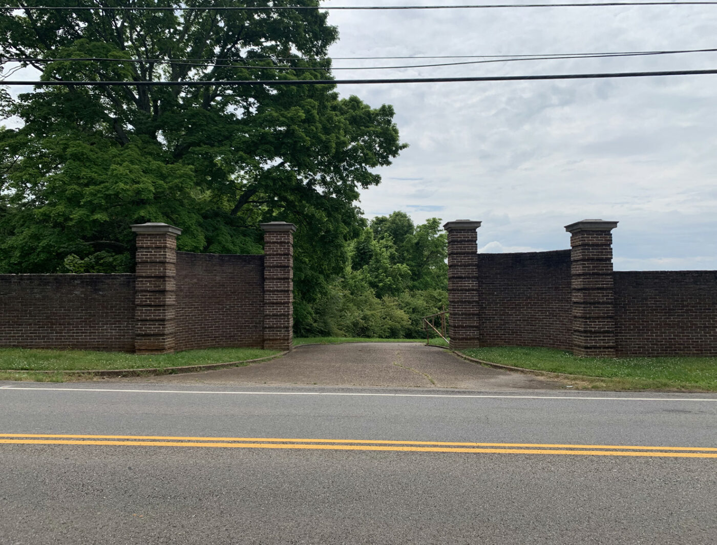 A photo of the brick wall outside the house.